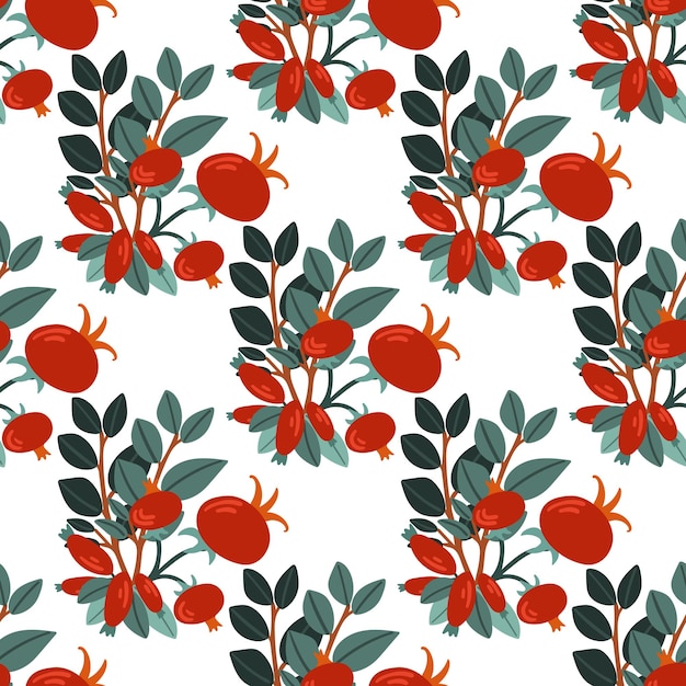 Seamless pattern with rosehip. Dog rose and hip for textile, wrapping paper