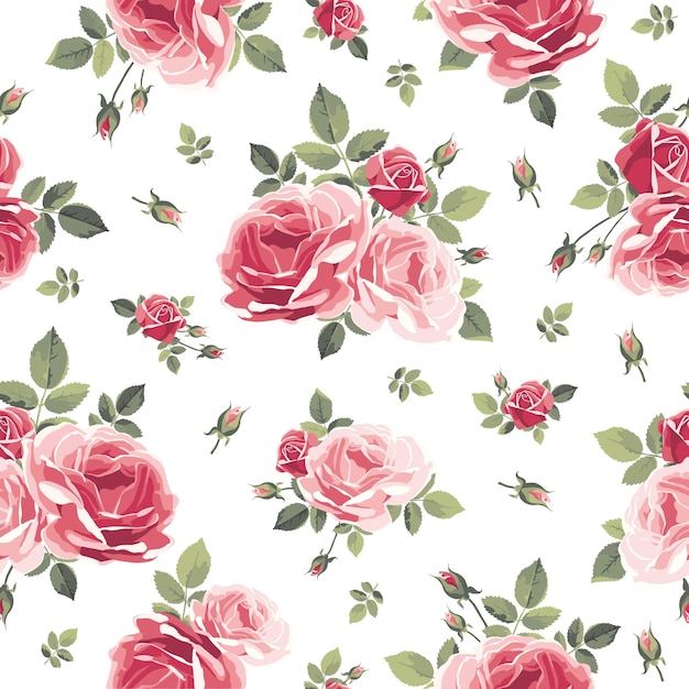 Seamless pattern with roses. Vintage floral background. Vector illustration