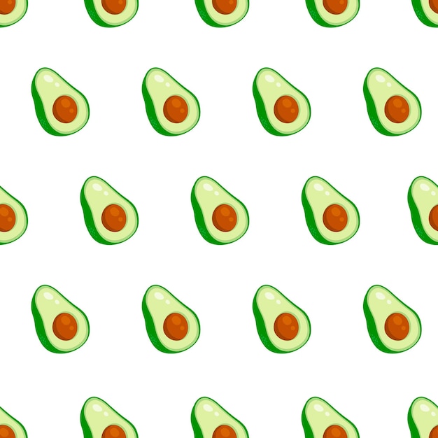 Seamless pattern with rrepeating avocado, avocado slices on white background. Print, texture, healthy eating