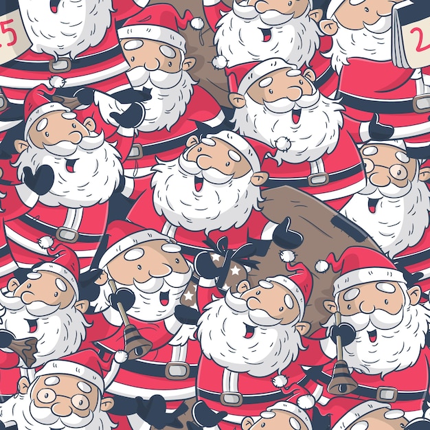 Seamless pattern with Santa Claus cartoon