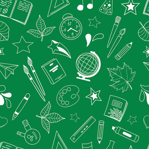 Seamless pattern with school doodles