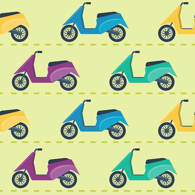 Vector seamless pattern with scooters