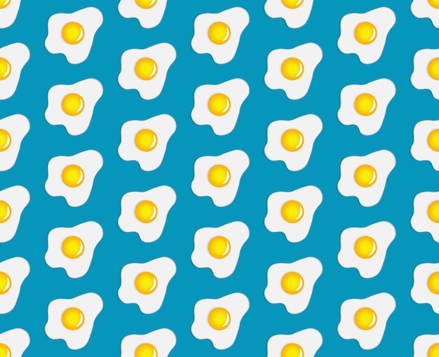 Seamless pattern with scrambled eggs on a blue background