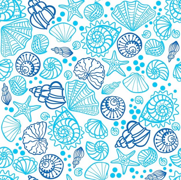 Seamless pattern with seashells 