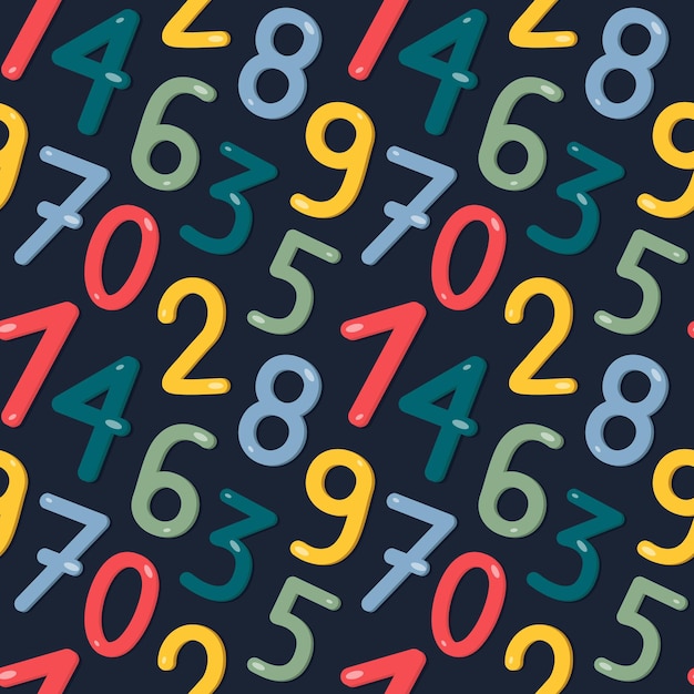 Seamless pattern with a set of colored numbers for kids Bright colors can be used in textiles