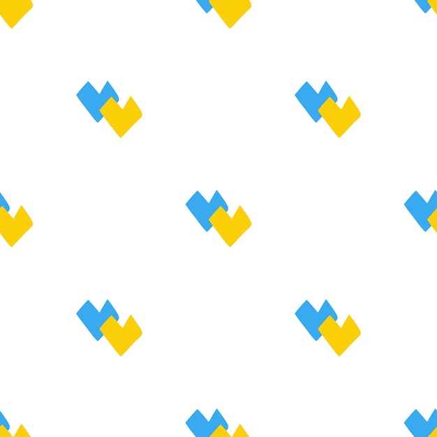 Seamless pattern with shape hearts Ukraine national blue and yellow color on white background