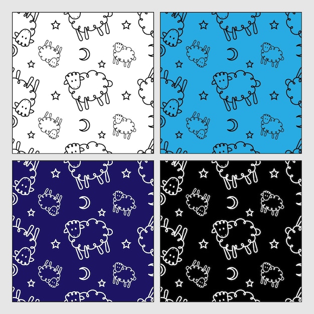 Seamless pattern with sheep and stars