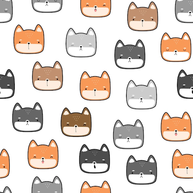 Seamless pattern with shiba inu dog cartoon illustration