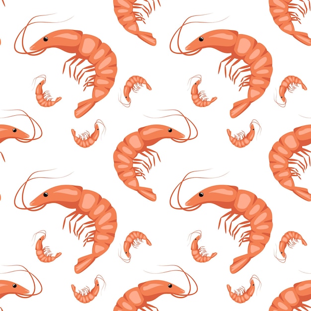 Seamless pattern with shrimps or prawns