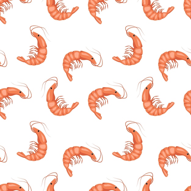 Vector seamless pattern with shrimps or prawns.