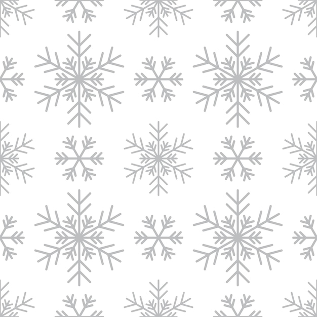 Seamless pattern with silver snowflakes on white background festive winter traditional decoration fo...