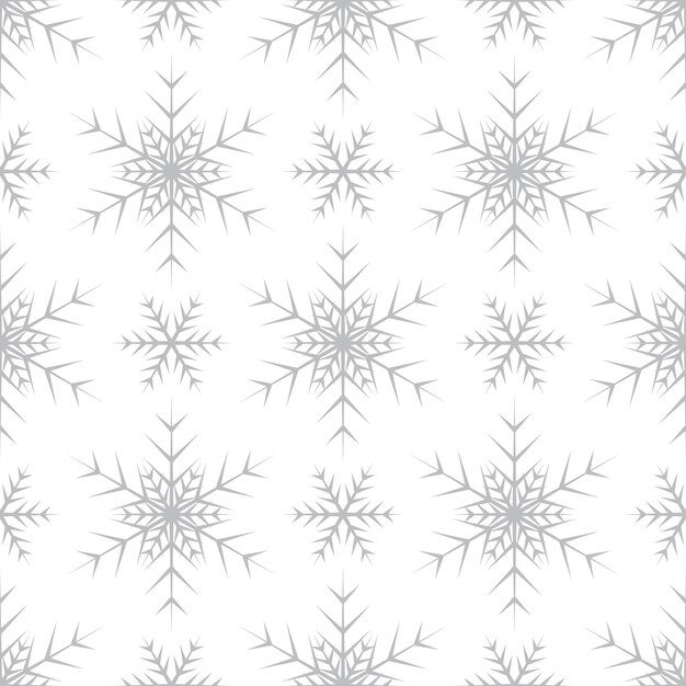 Vector seamless pattern with silver snowflakes on white background. festive winter traditional decoration for new year, christmas, holidays and design. ornament of simple line repeat snow flake