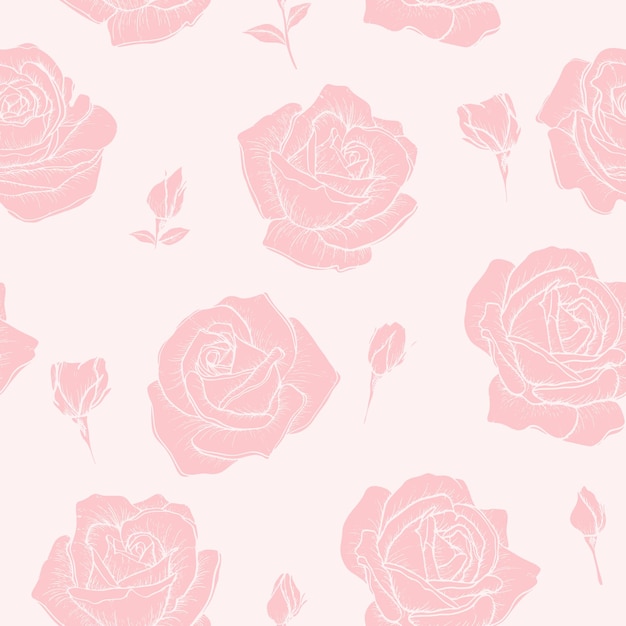 Seamless pattern with sketch flowers Rose for wedding invitation greeting card package T shirt label and other