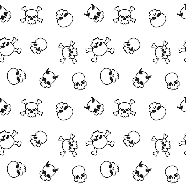 Seamless pattern with small skulls on a white background suitable for halloween