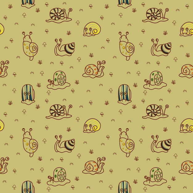 Seamless pattern with a snail and a bee