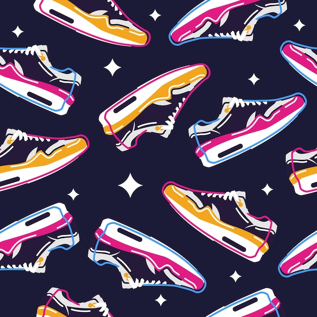 Seamless Pattern with Sneaker Shoe