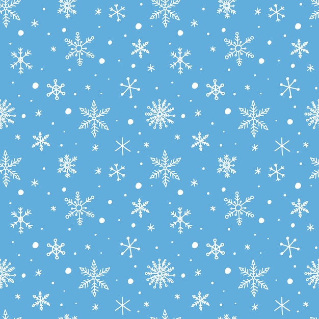 Seamless pattern with snowflakes. Endless vector snowfall. Winter 2022. Winter vector illustration.