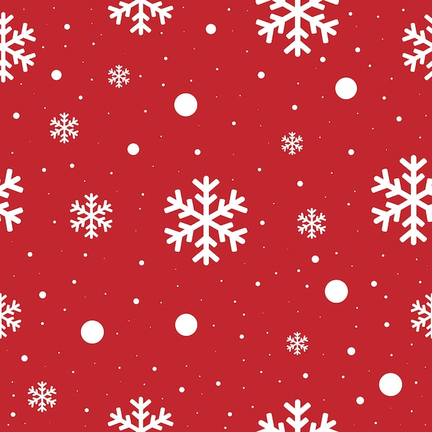 Seamless pattern with snowflakes in red and white colors. New year and Christmas design.