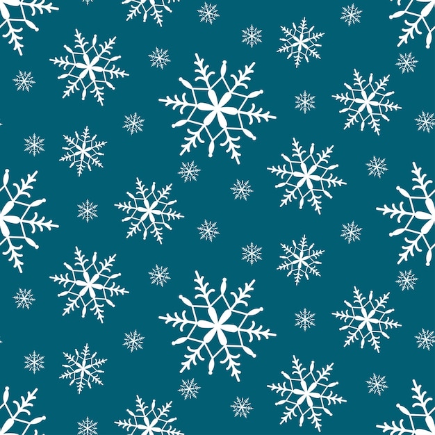 Seamless pattern with snowflakes on a turquoise background Christmas and New Year wrapping paper