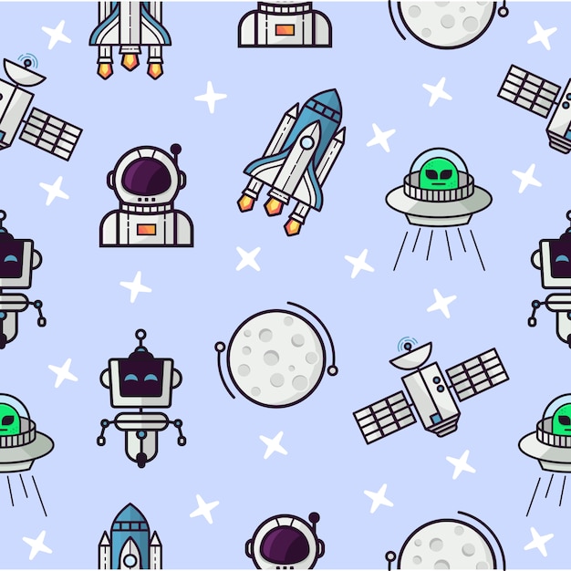 Seamless pattern with space theme