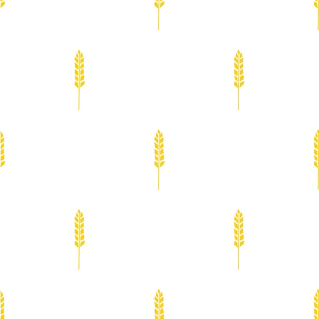 Seamless pattern with spikelet of wheat illustration in cutting style yellow color