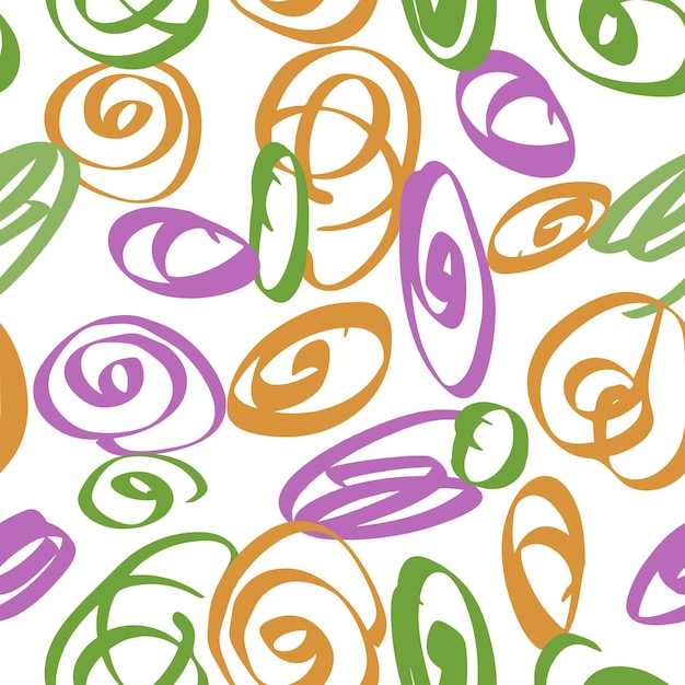 Seamless pattern with spiral elements doodles hand drawn