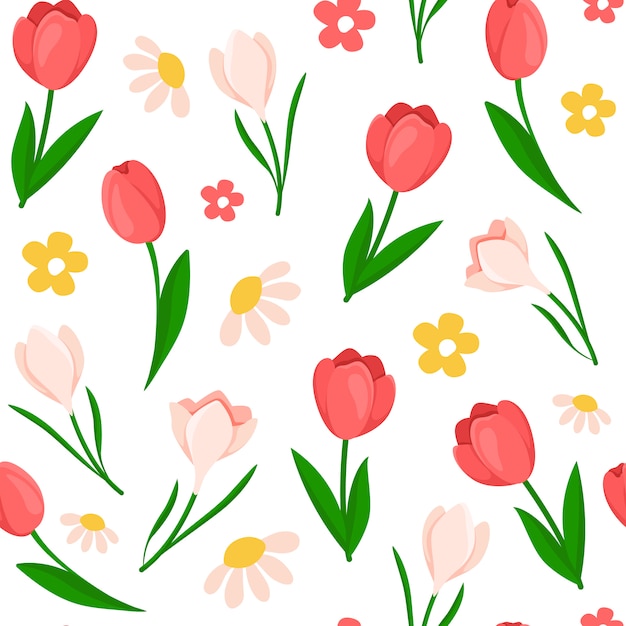 seamless pattern with spring tulip flowers