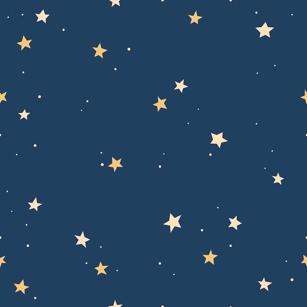 Seamless pattern with stars on dark blue background