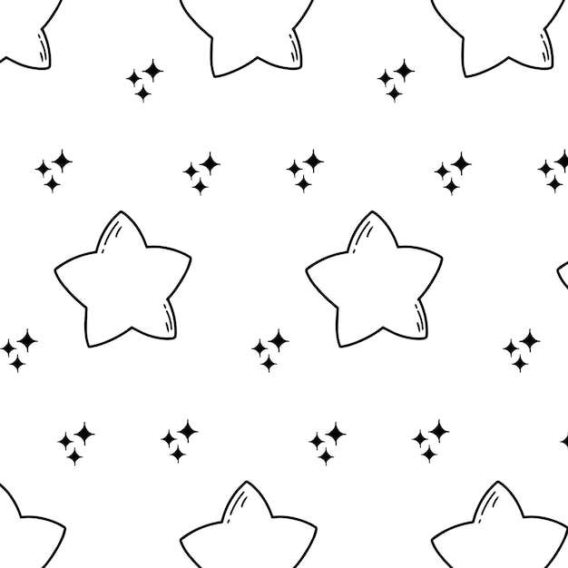 Seamless pattern with stars Doodle style Childish print with starsVector illustration