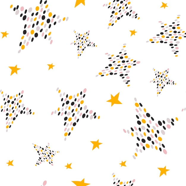 Seamless pattern with stars Fabric print Vector illustration