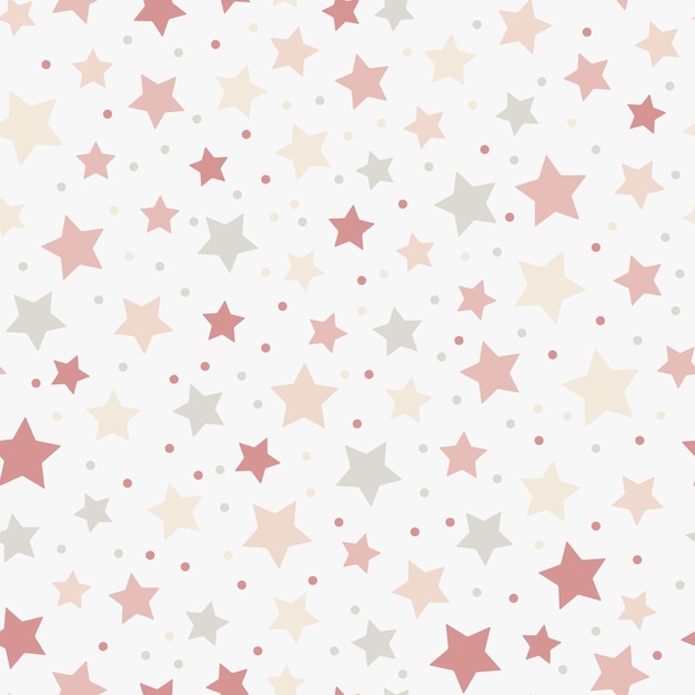 Seamless pattern with stars isolated on white background Pastel colors