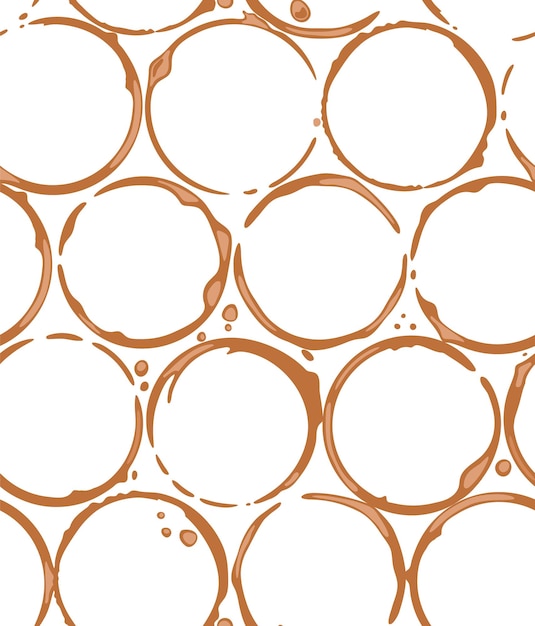 Seamless pattern with streamlined coffee mug stains