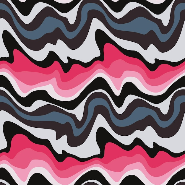 Seamless pattern with stripes Wavy psychedelic lines Vector illustration background Texture for print fabric textile wallpaper