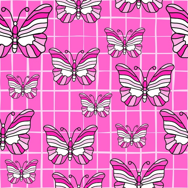 Seamless pattern with stylized butterflies