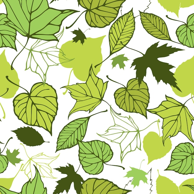 Seamless pattern with stylized decorative leaves