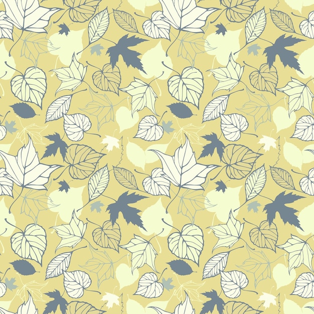 Seamless pattern with stylized decorative leaves