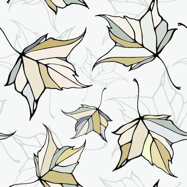 Seamless pattern with stylized decorative leaves