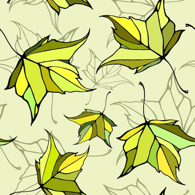 Seamless pattern with stylized decorative leaves