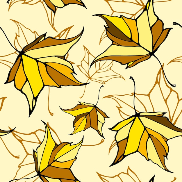 Seamless pattern with stylized falling maple leaves