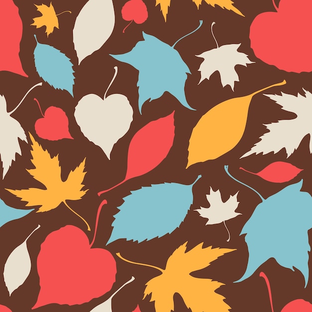 Seamless pattern with stylized silhouette leaves