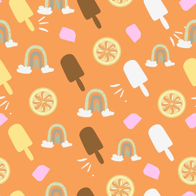 seamless pattern with summer ice cream background