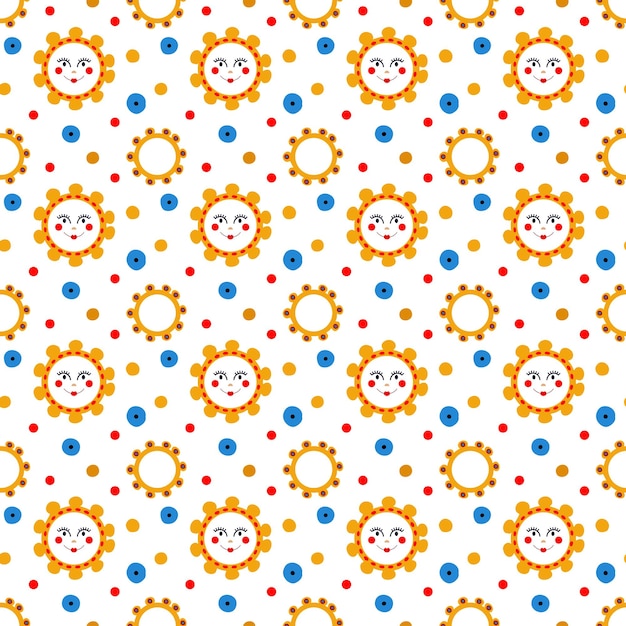 Seamless pattern with sun in folk style