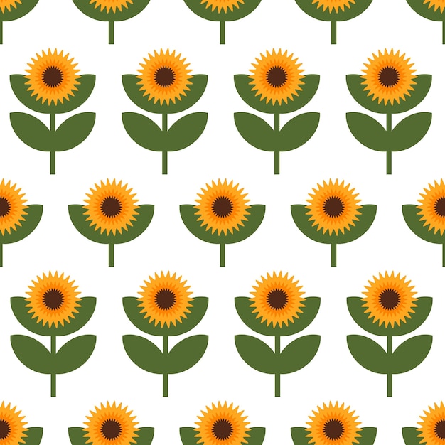 Seamless pattern with sunflowers vector illustration