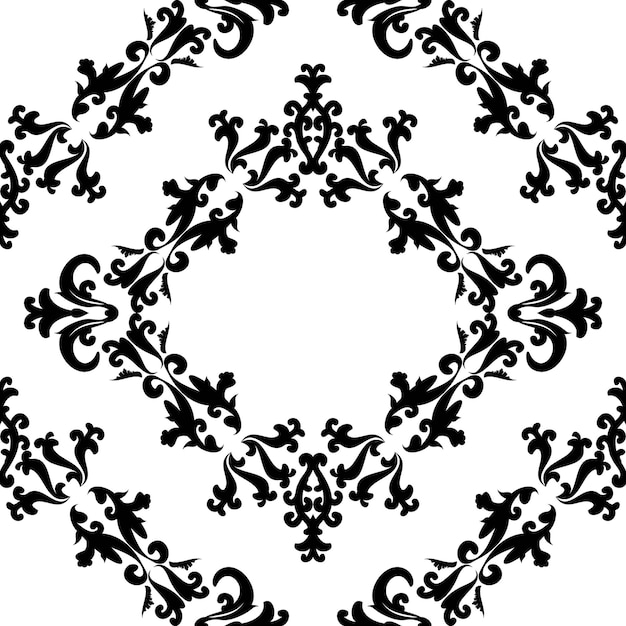 Seamless pattern with swirls. Mehndi pattern. Black and white abstraction in damask style. Vector.