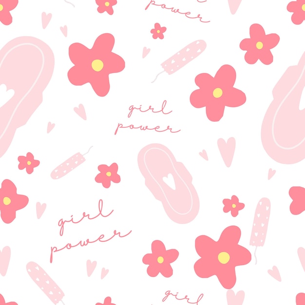 Seamless pattern with tampons and pads