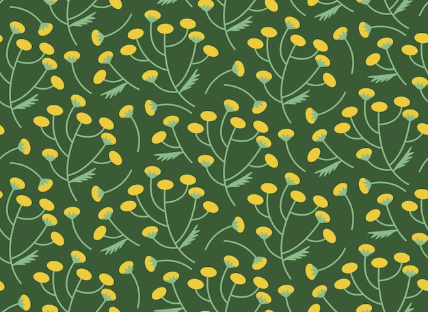 Seamless pattern with tansy