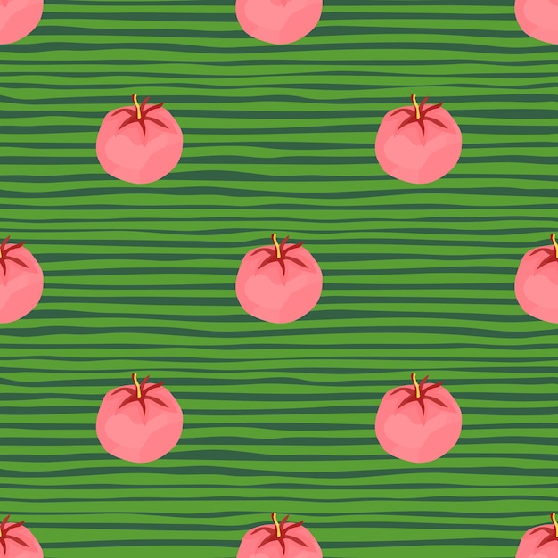 Seamless pattern with tomato Organic vegetable wallpaper