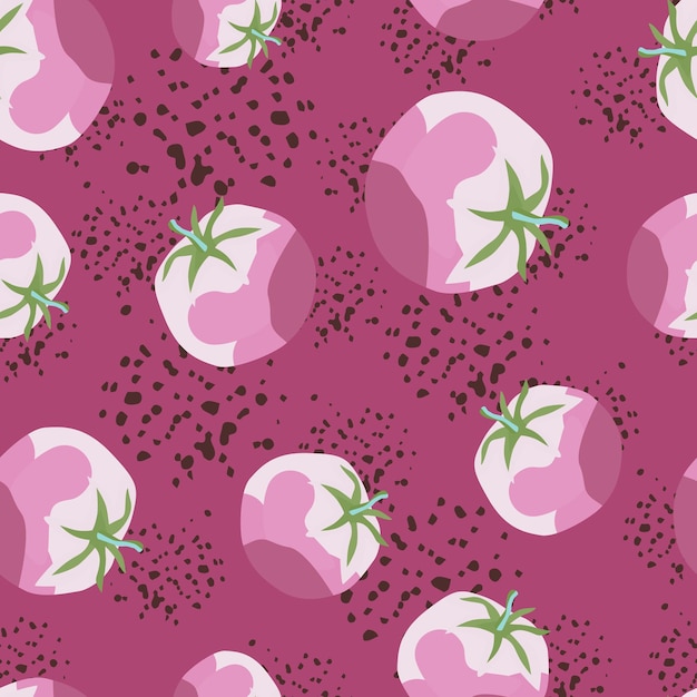 Seamless pattern with tomato Organic vegetable wallpaper