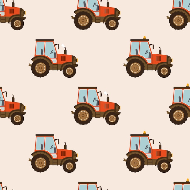 Seamless pattern with tractors