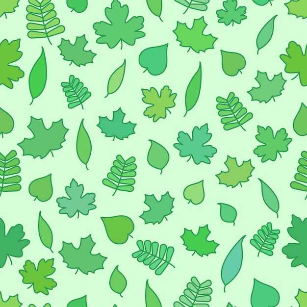 Seamless pattern with tree leaves greenery and foliage flat vector wallpaper